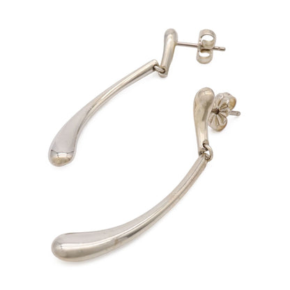 Tiffany & Co Elsa Peretti Elongated Teardrop Earrings Silver — view 2