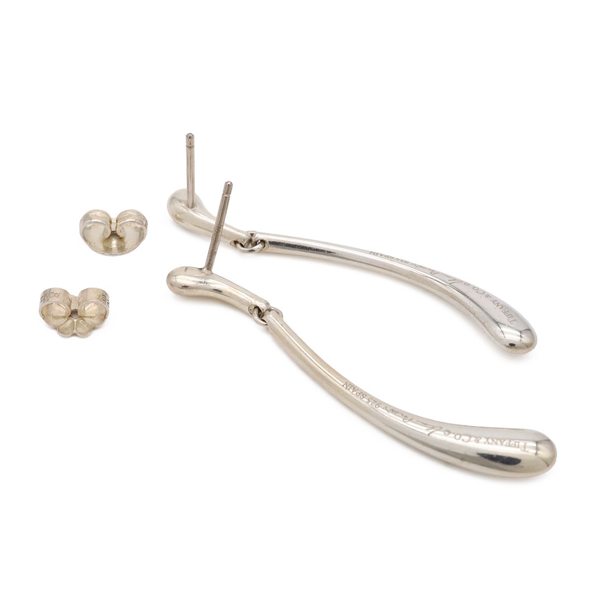 Tiffany & Co Elsa Peretti Elongated Teardrop Earrings Silver — view 3