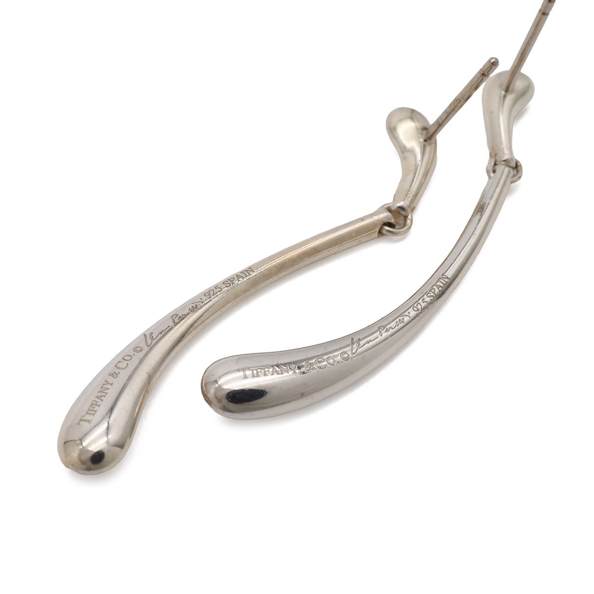 Tiffany & Co Elsa Peretti Elongated Teardrop Earrings Silver — view 4