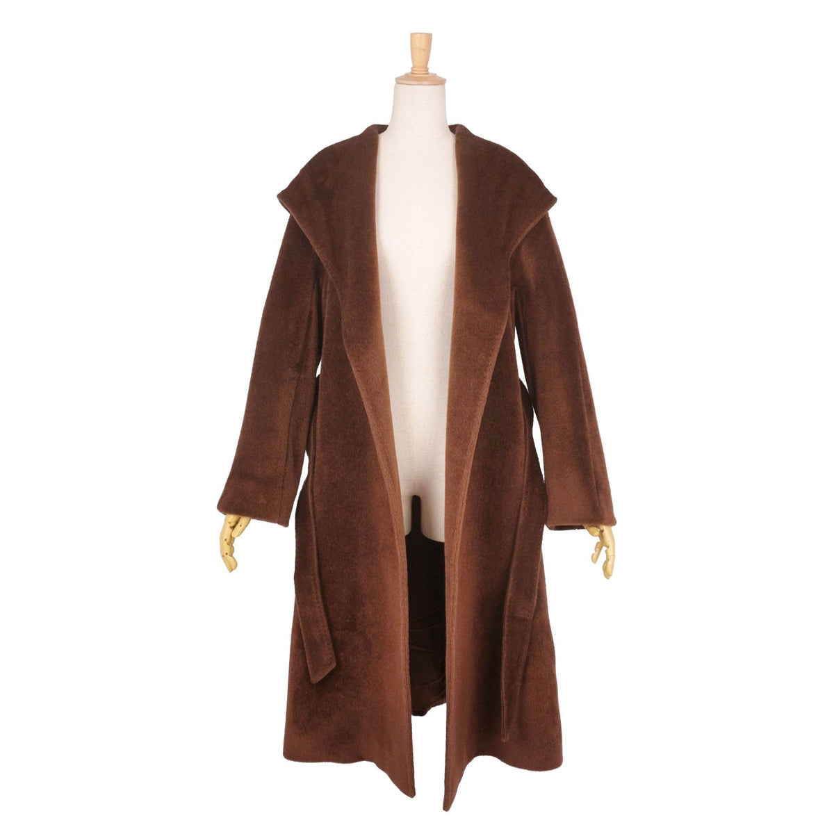 Max Mara Studio Coat Longcoat with Belt Buttonless Outer Alpaca Wool Brown — view 4