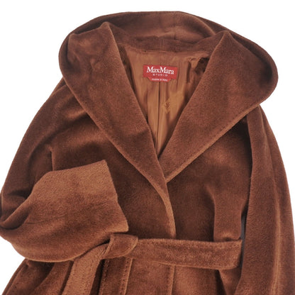 Max Mara Studio Coat Longcoat with Belt Buttonless Outer Alpaca Wool Brown — view 2