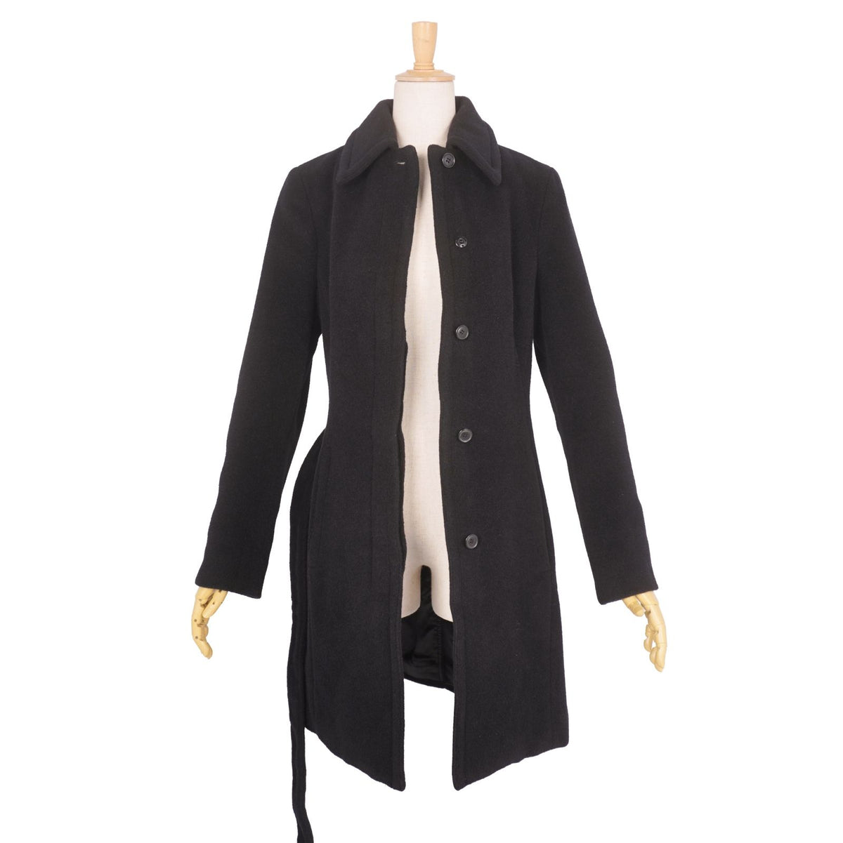 Max Mara Wool Coat Long with Belt Black — view 4