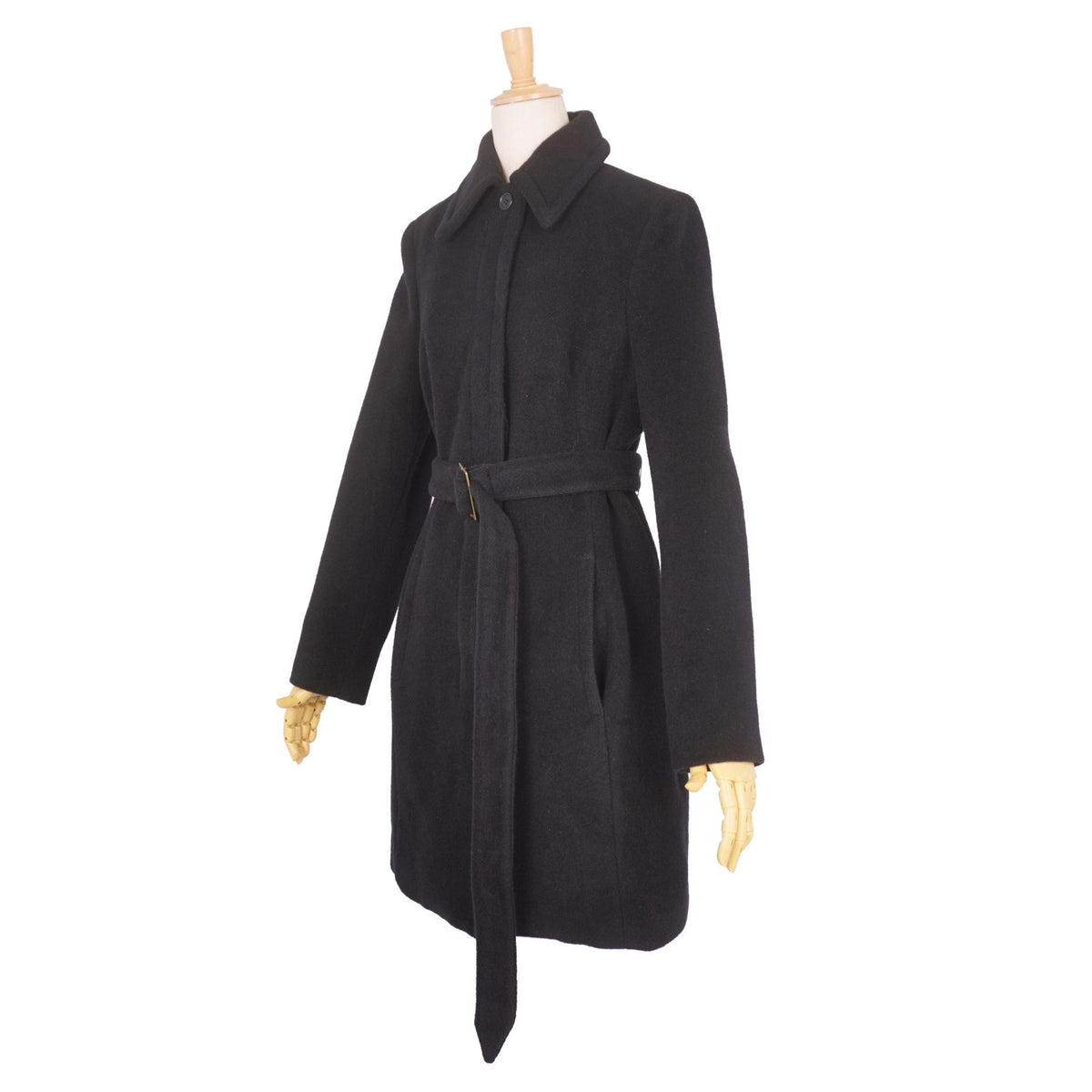 Max Mara Wool Coat Long with Belt Black — view 5