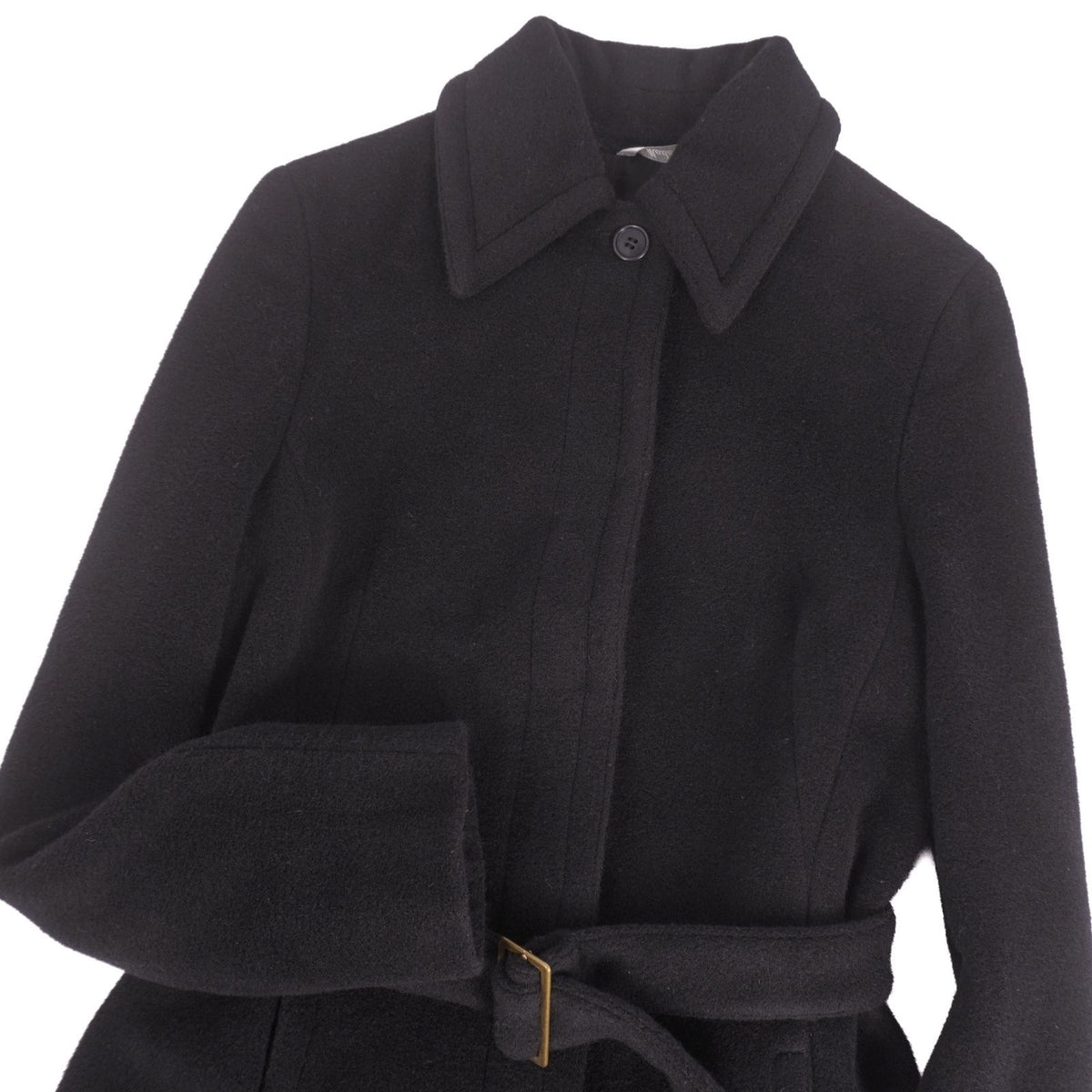 Max Mara Wool Coat Long with Belt Black — view 2