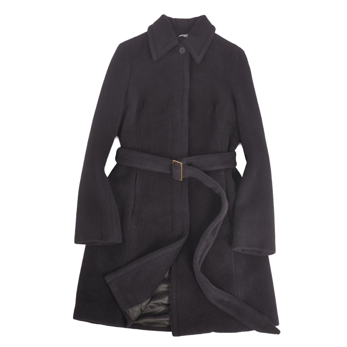 Max Mara Wool Coat Long with Belt Black
