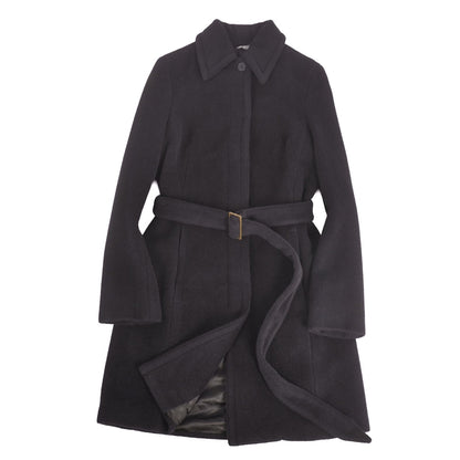 Max Mara Wool Coat Long with Belt Black