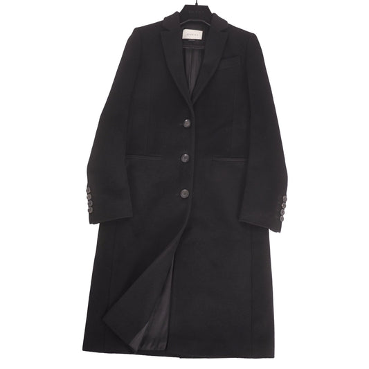 Gucci Coat Long Chesterfield Wool Black 38