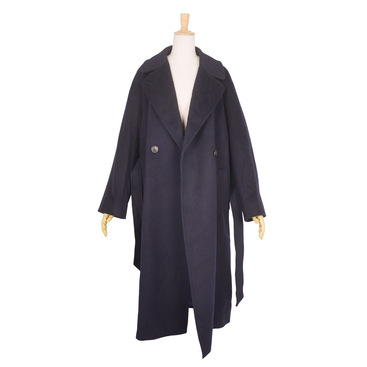 Max Mara Weekend Coat Long with Belt Double Breasted Wool Navy — view 4