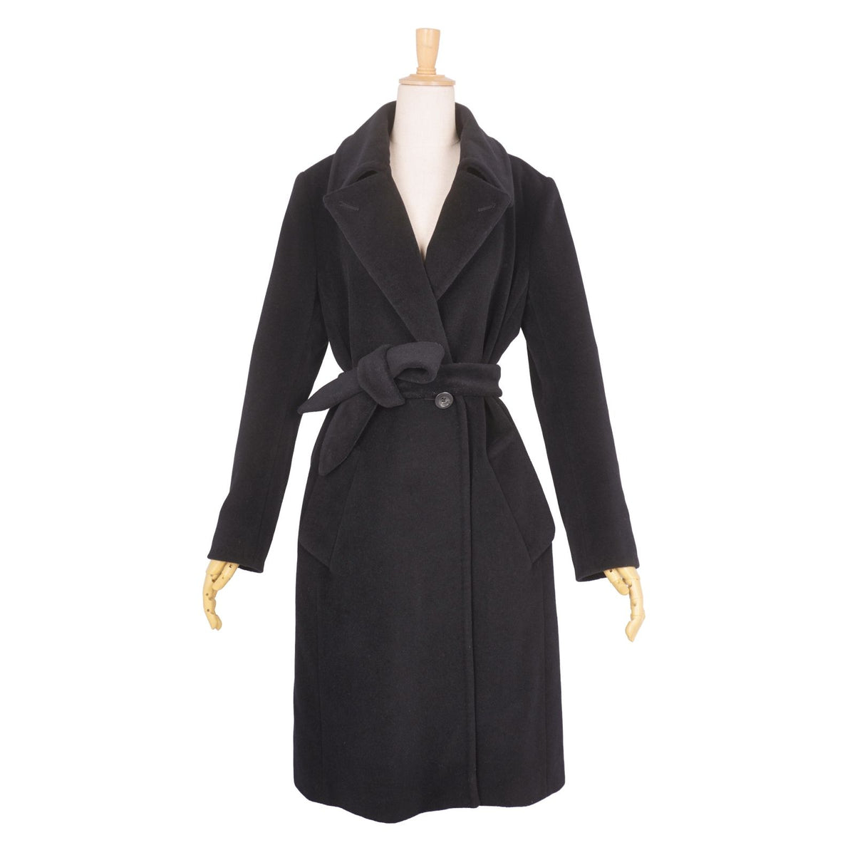 Max Mara Wool Angora Coat Long with Belt Black — view 3