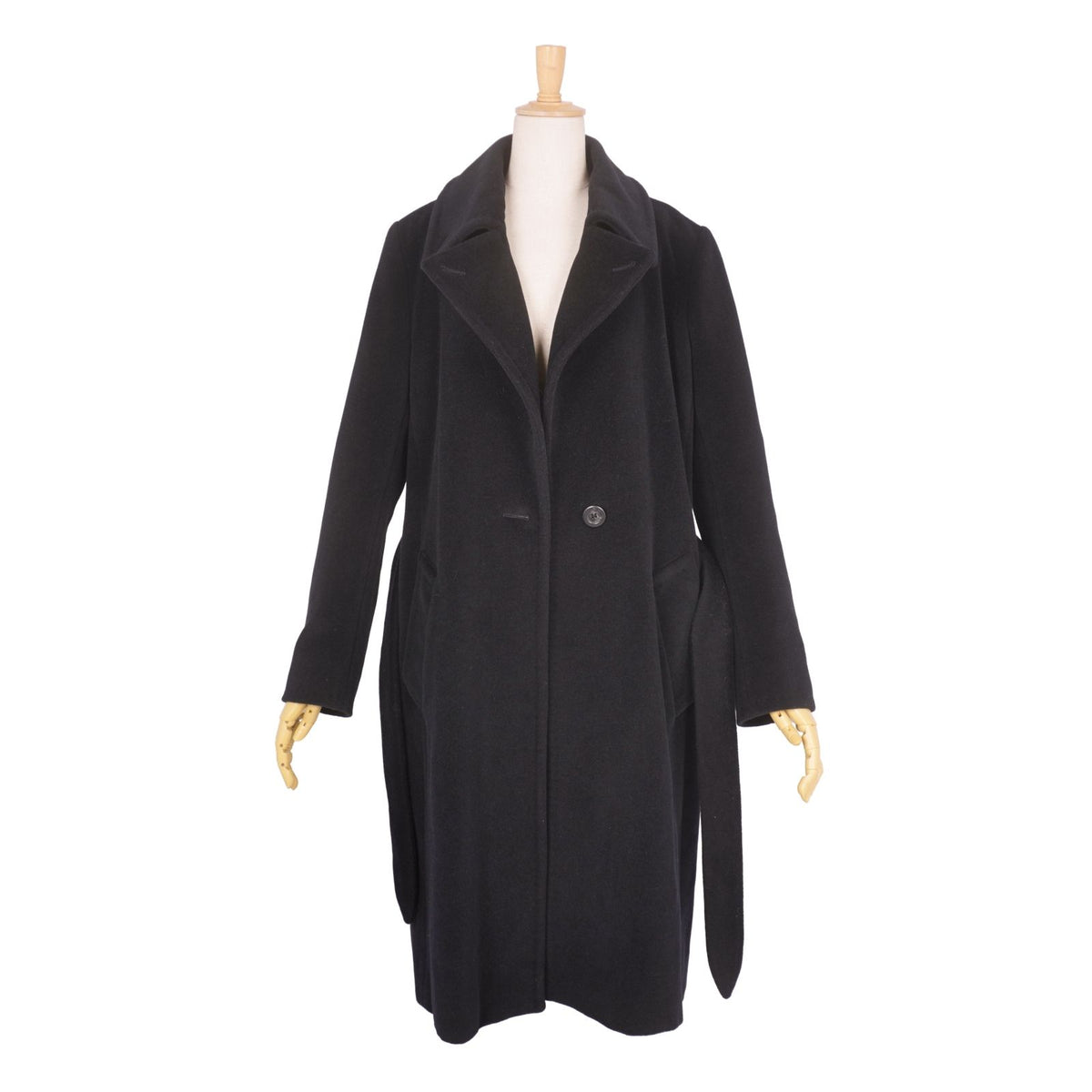 Max Mara Wool Angora Coat Long with Belt Black — view 4