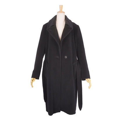 Max Mara Wool Angora Coat Long with Belt Black — view 4