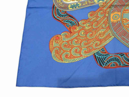 Hermes Scarf Carre 90 Step Art Des Steppes Silk Blue — view 4