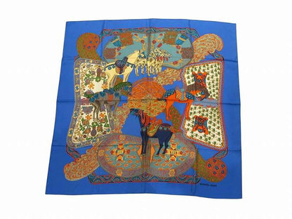 Hermes Scarf Carre 90 Step Art Des Steppes Silk Blue