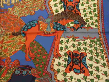 Hermes Scarf Carre 90 Step Art Des Steppes Silk Blue — view 6