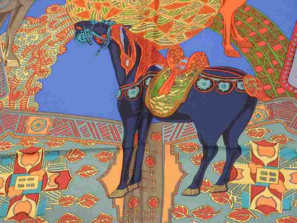 Hermes Scarf Carre 90 Step Art Des Steppes Silk Blue — view 3