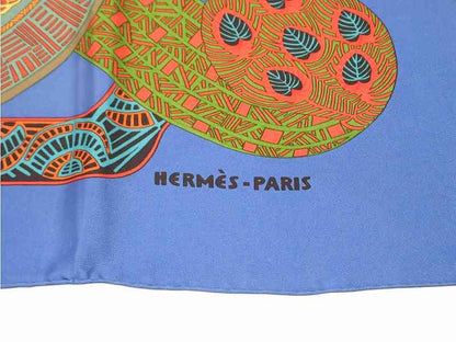Hermes Scarf Carre 90 Step Art Des Steppes Silk Blue — view 2
