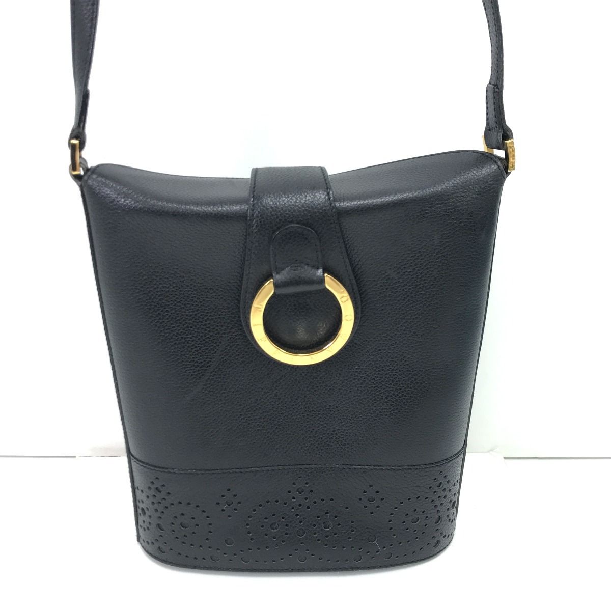 Tiffany & Co Shoulder Bag Perforated Leather Black — view 2