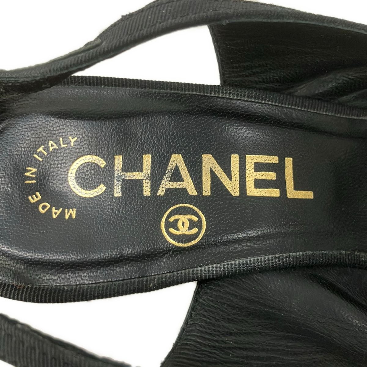 Chanel Sandals Black Ribbon CC Logo Lambskin — view 5