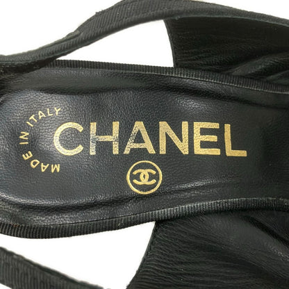 Chanel Sandals Black Ribbon CC Logo Lambskin — view 5