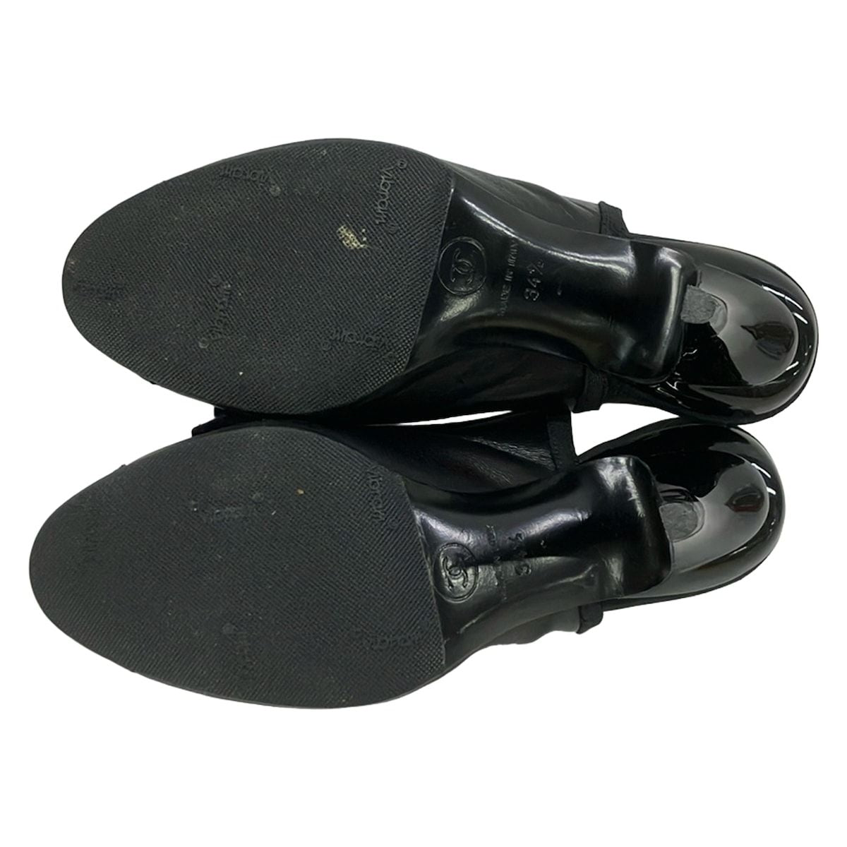 Chanel Sandals Black Ribbon CC Logo Lambskin — view 4