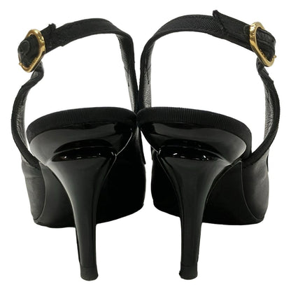 Chanel Sandals Black Ribbon CC Logo Lambskin — view 3