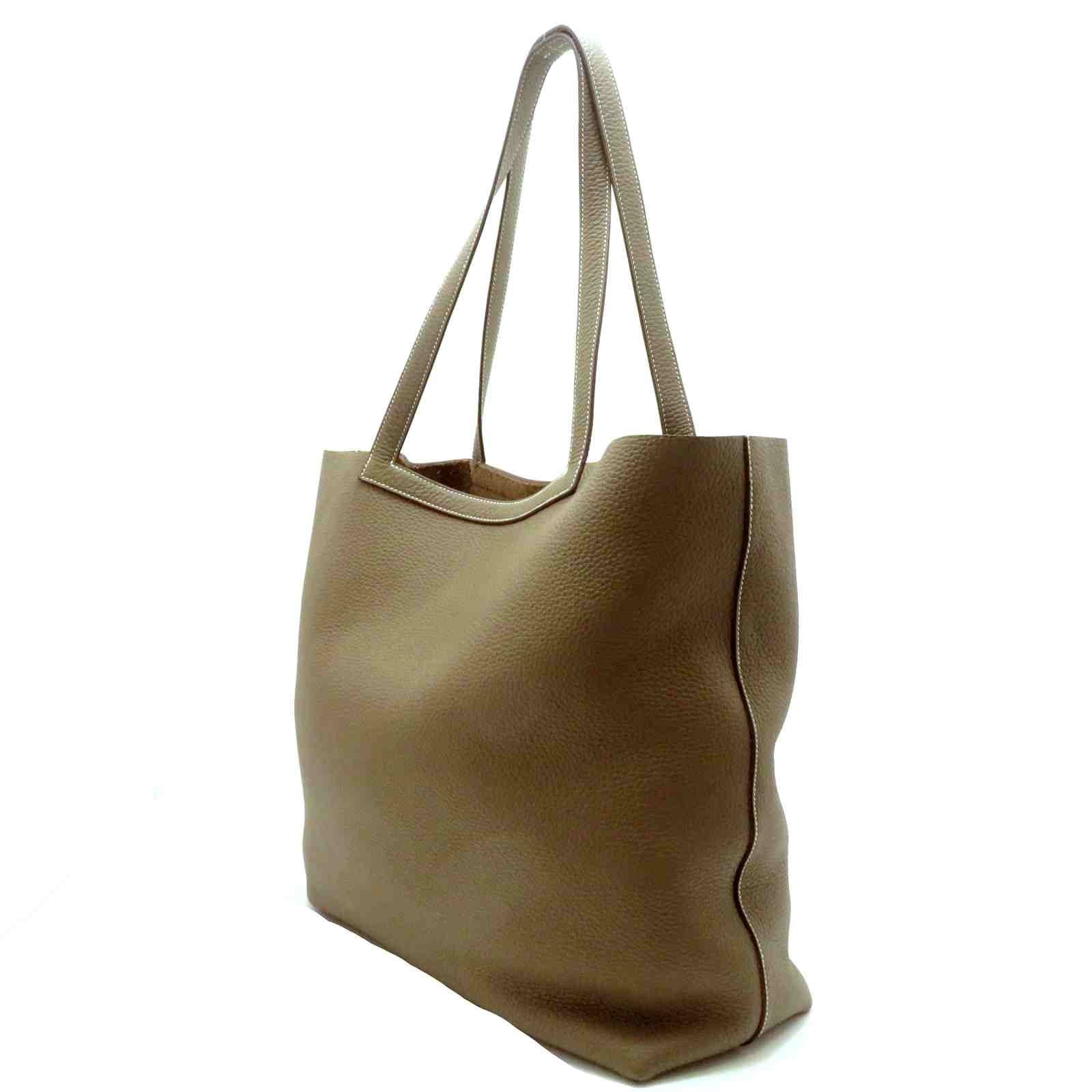 Hermes Cabas Sellier 46 Etoupe Tote Taurillon Clemence Stamp — view 2