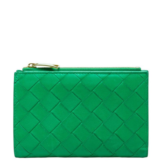 Bottega Veneta Intrecciato Bifold Wallet Paraquito Green Leather