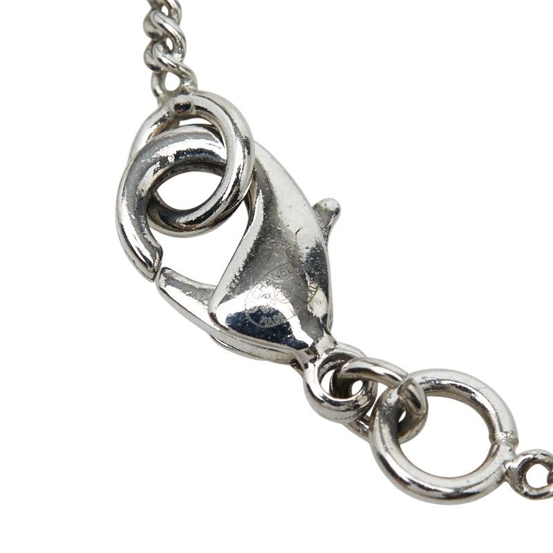 Chanel CC Logo Necklace Silver Metal Rhinestone — view 6
