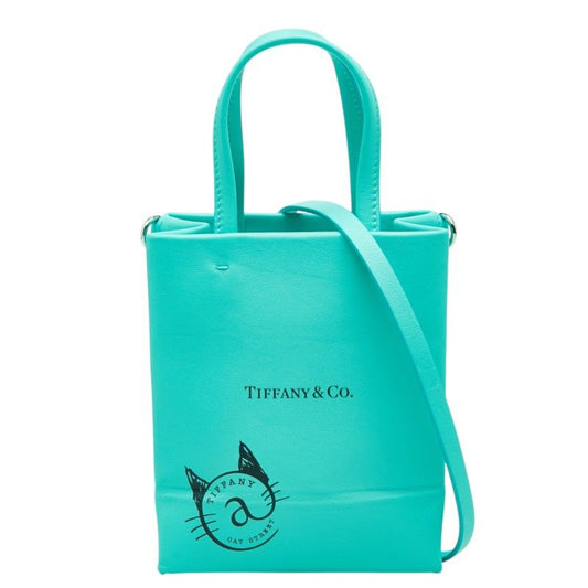 Tiffany & Co Cat Street Mini Shopping Tote Crossbody Shoulder Bag 2-Way Blue