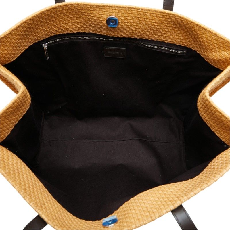 Dolce & Gabbana Logo Tote Shoulder Bag Brown Raffia Leather — view 8