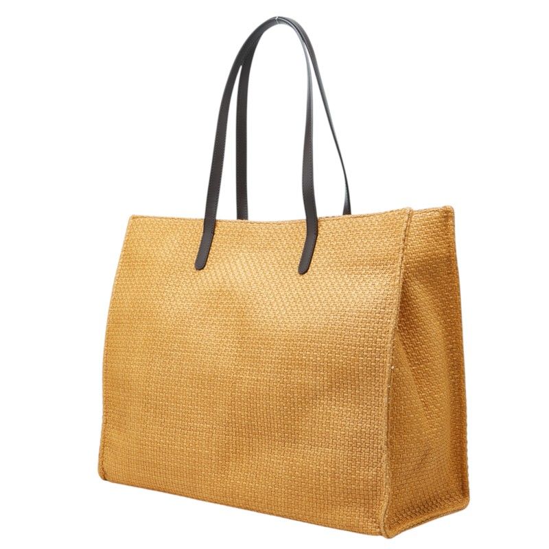 Dolce & Gabbana Logo Tote Shoulder Bag Brown Raffia Leather — view 2