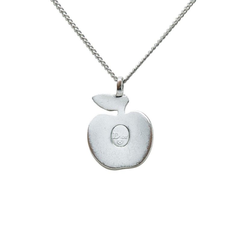 Dior Apple Motif Necklace Silver Pink Metal — view 3