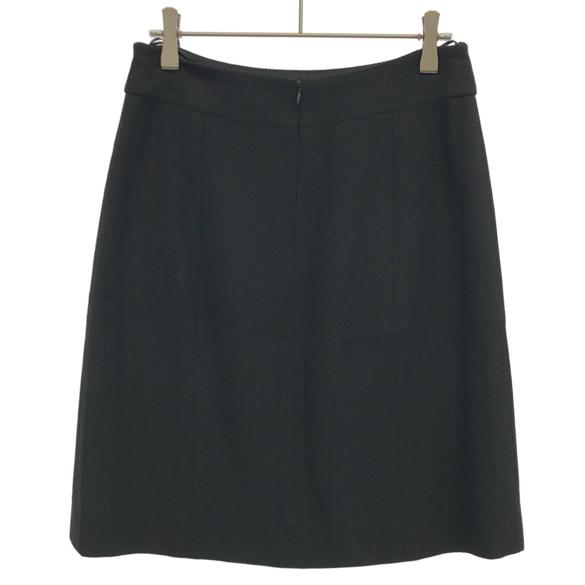Chanel CC Logo Wool Silk Skirt Black 36 — view 2