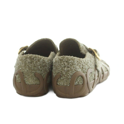 Loewe Rise Buckle Slip on Suede Khaki Brown Slippers — view 5