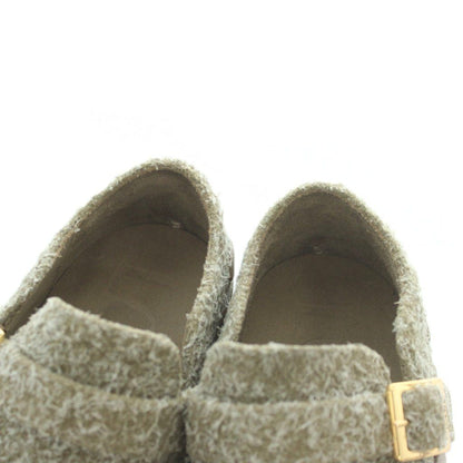 Loewe Rise Buckle Slip on Suede Khaki Brown Slippers — view 4