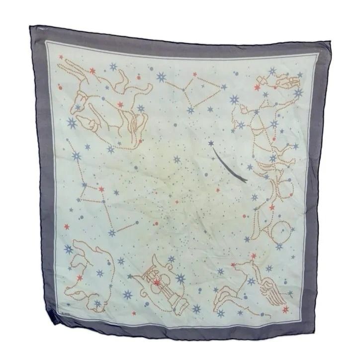 Hermes Carre 45 Gavroche Scarf Silk Zodiac Constellation Pattern All Over Print