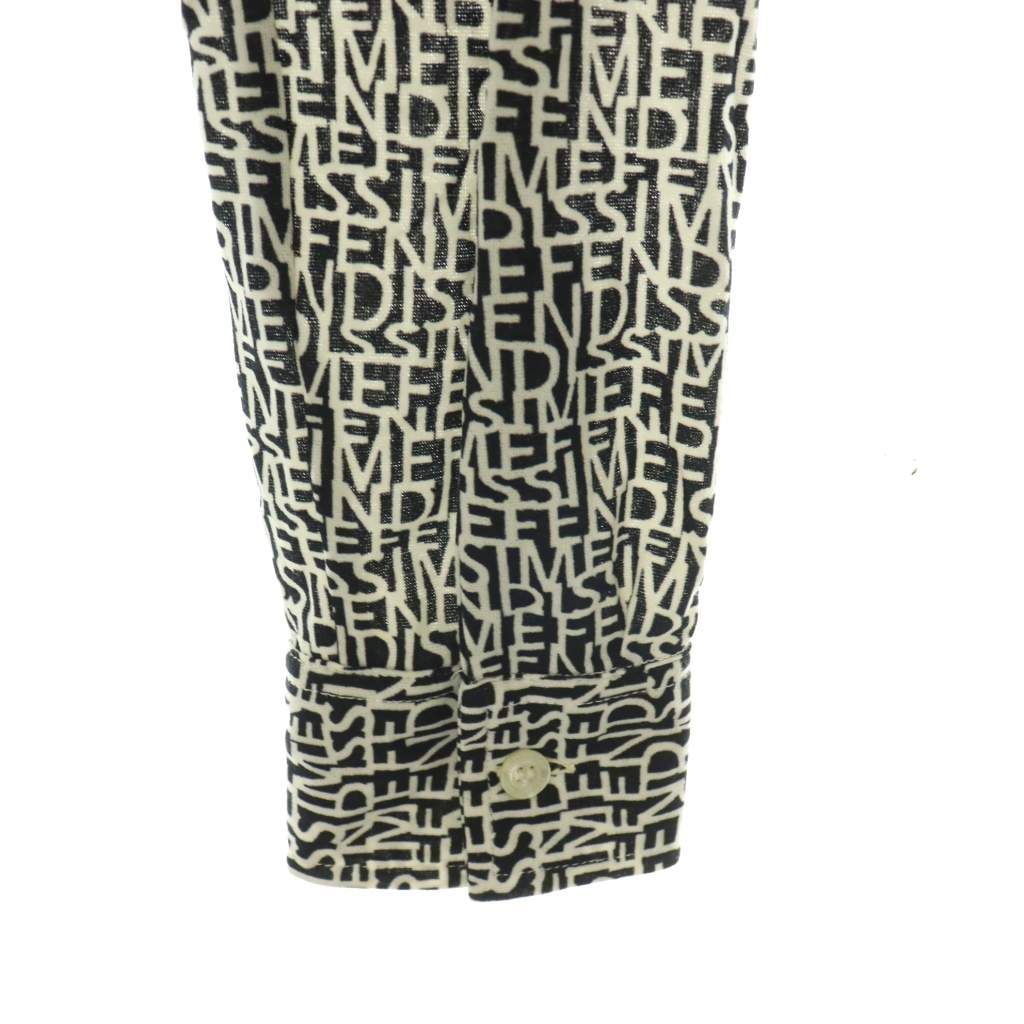 Fendissime Shirt Blouse Long Sleeve Logo All Over Print Black White 42 — view 4