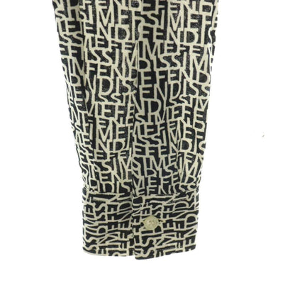 Fendissime Shirt Blouse Long Sleeve Logo All Over Print Black White 42 — view 4