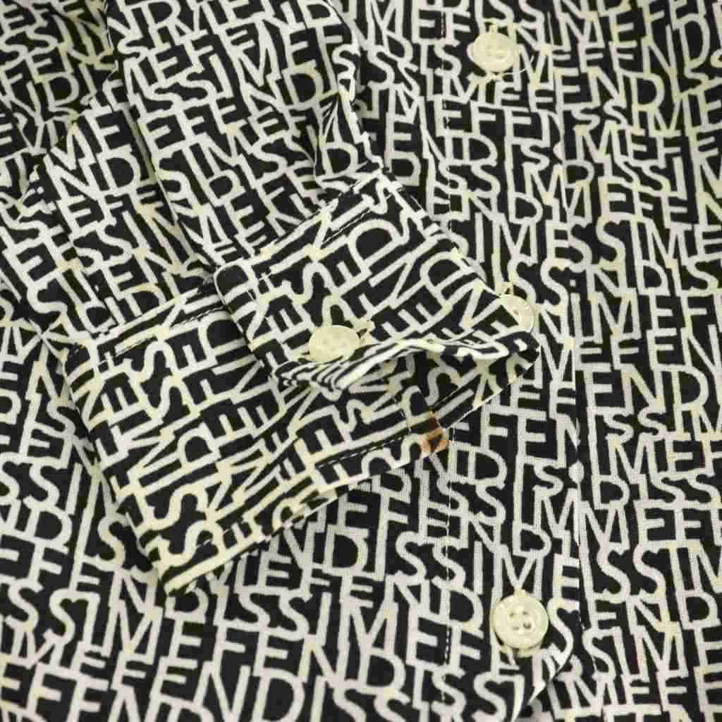 Fendissime Shirt Blouse Long Sleeve Logo All Over Print Black White 42 — view 7