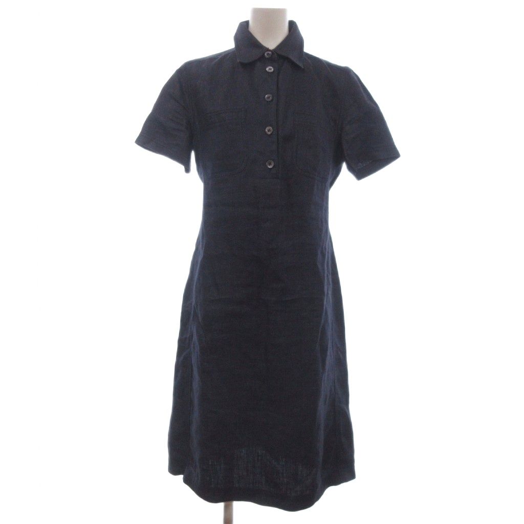 Gucci Shirt Dress Short Sleeve Linen Knee-Length Tom Ford Era Indigo 38