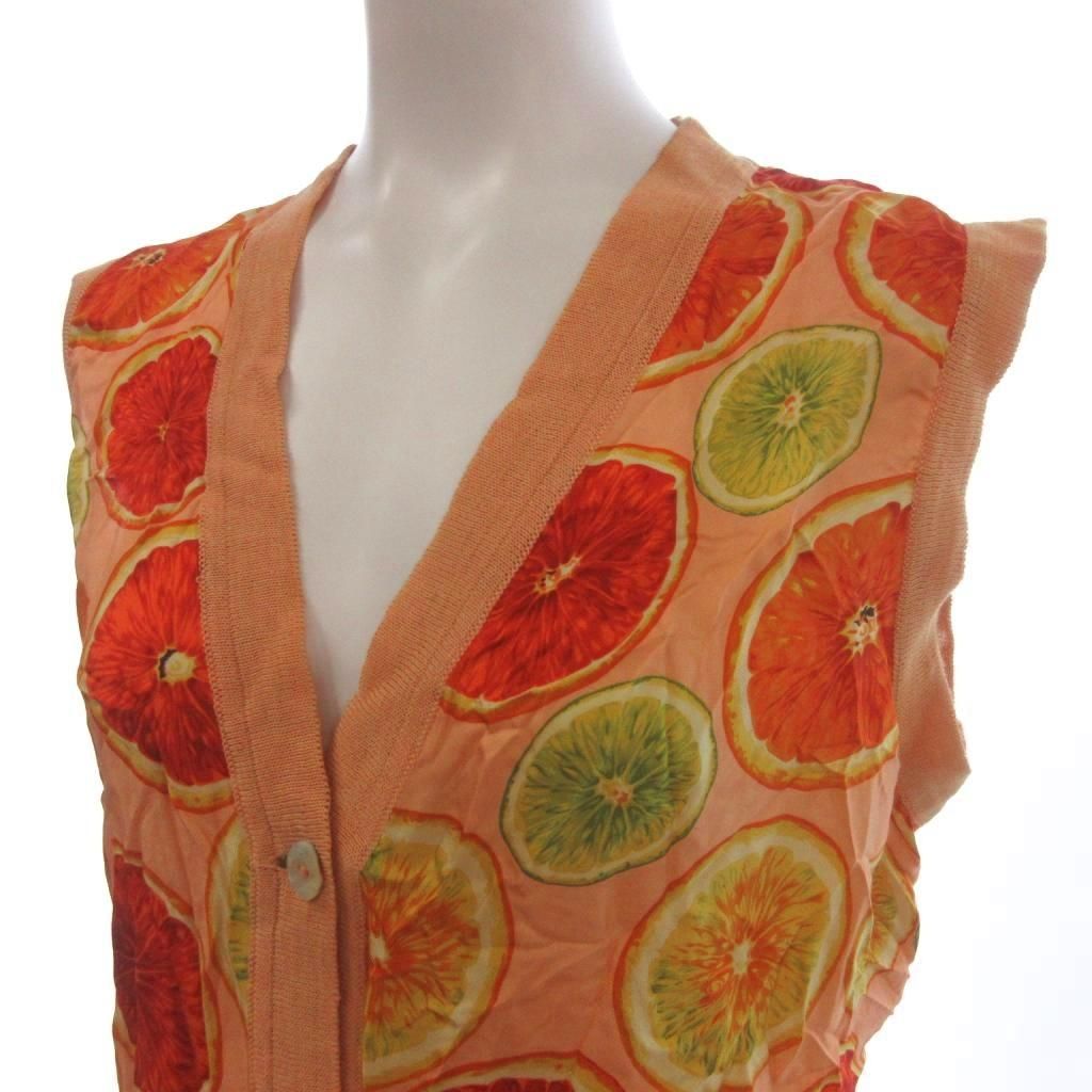 Gucci Vest Fruit All Over Print Tom Ford Era Linen Silk Orange — view 4
