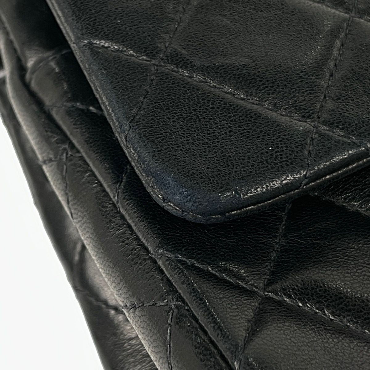 Chanel Shoulder Bag Quilted Double Flap CC Logo Leather Black — view 4
