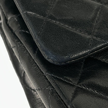 Chanel Shoulder Bag Quilted Double Flap CC Logo Leather Black — view 4
