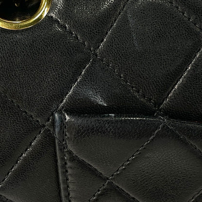 Chanel Shoulder Bag Quilted Double Flap CC Logo Leather Black — view 5