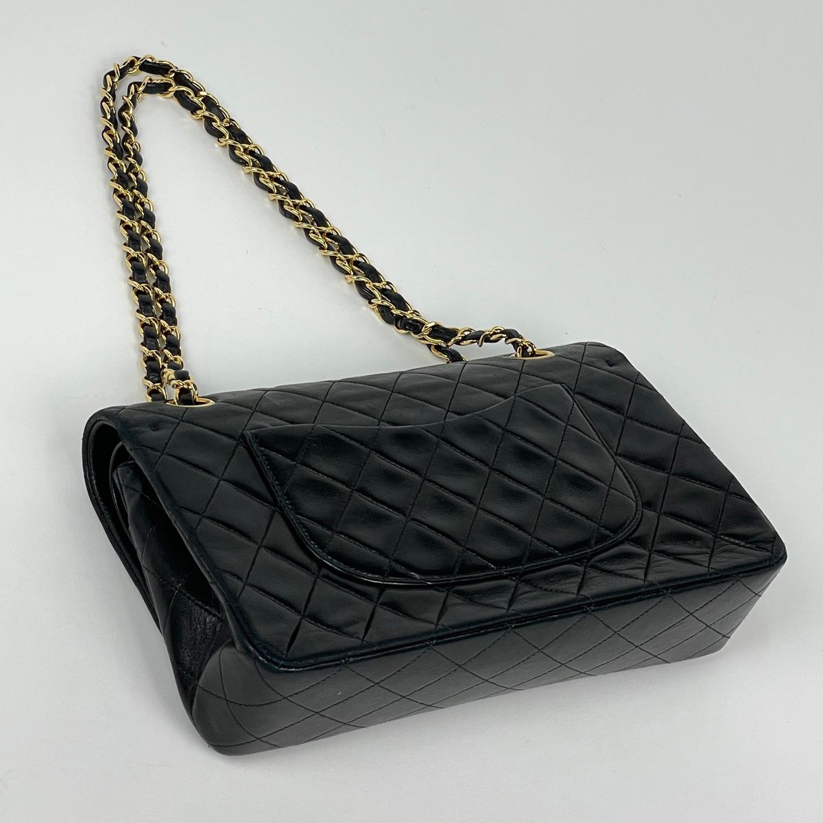 Chanel Shoulder Bag Quilted Double Flap CC Logo Leather Black — view 2