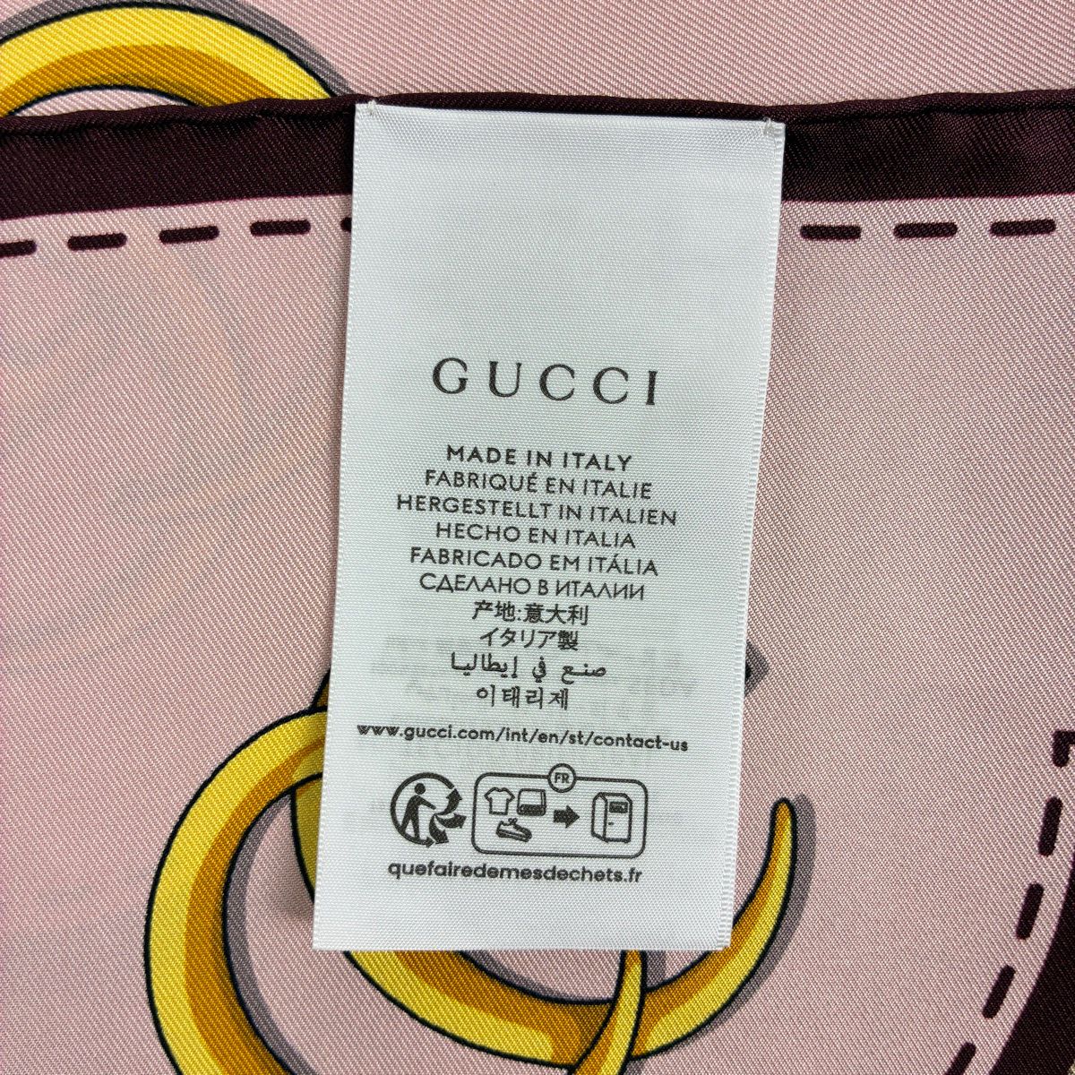 Gucci Scarf GG Pattern Yuko Higuchi Silk Pink Beige Multicolor — view 2