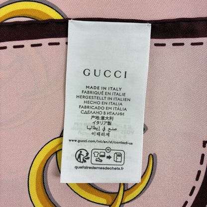 Gucci Scarf GG Pattern Yuko Higuchi Silk Pink Beige Multicolor — view 2