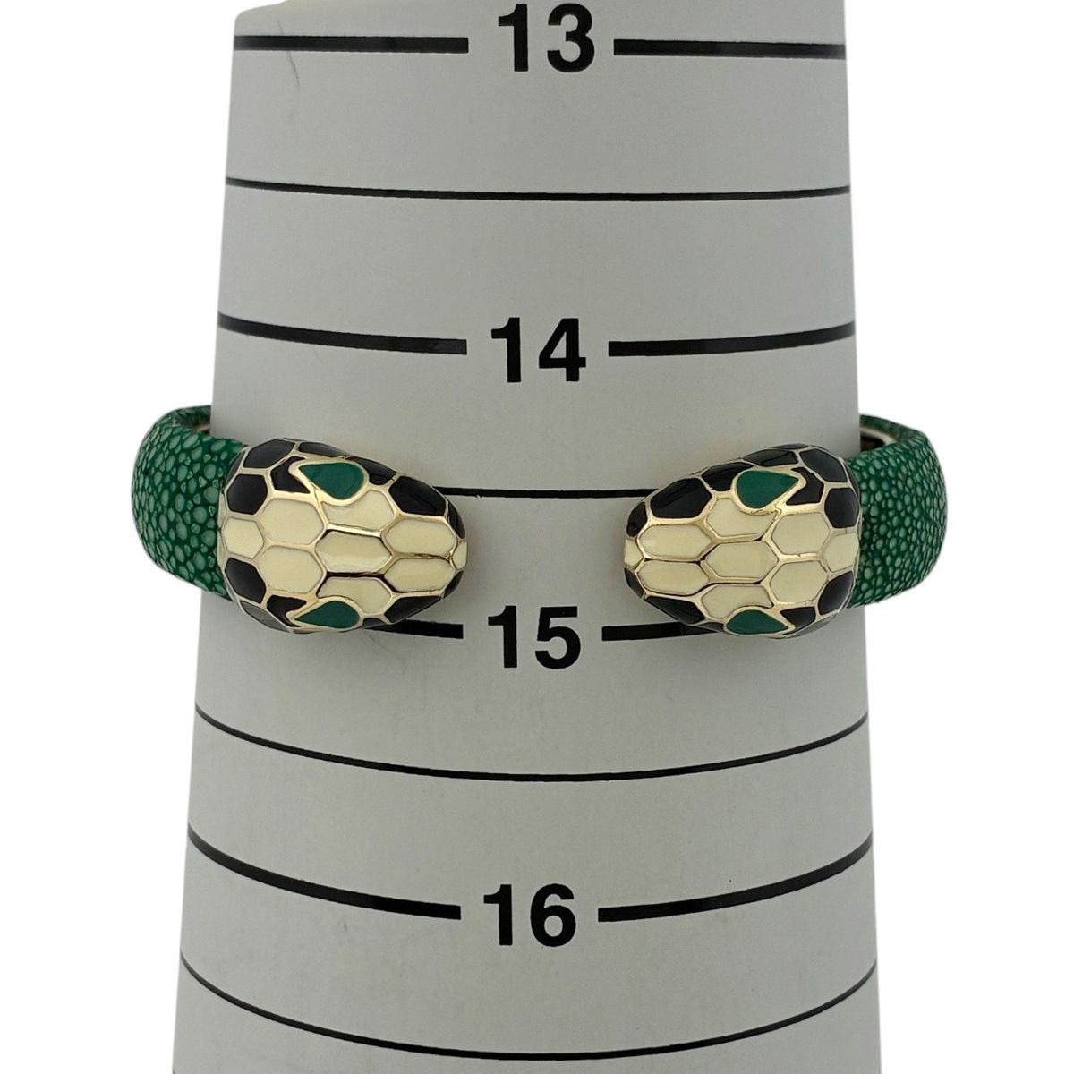 Bvlgari Serpenti Forever Leather Bracelet Bangle Garusha Gold Green — view 6