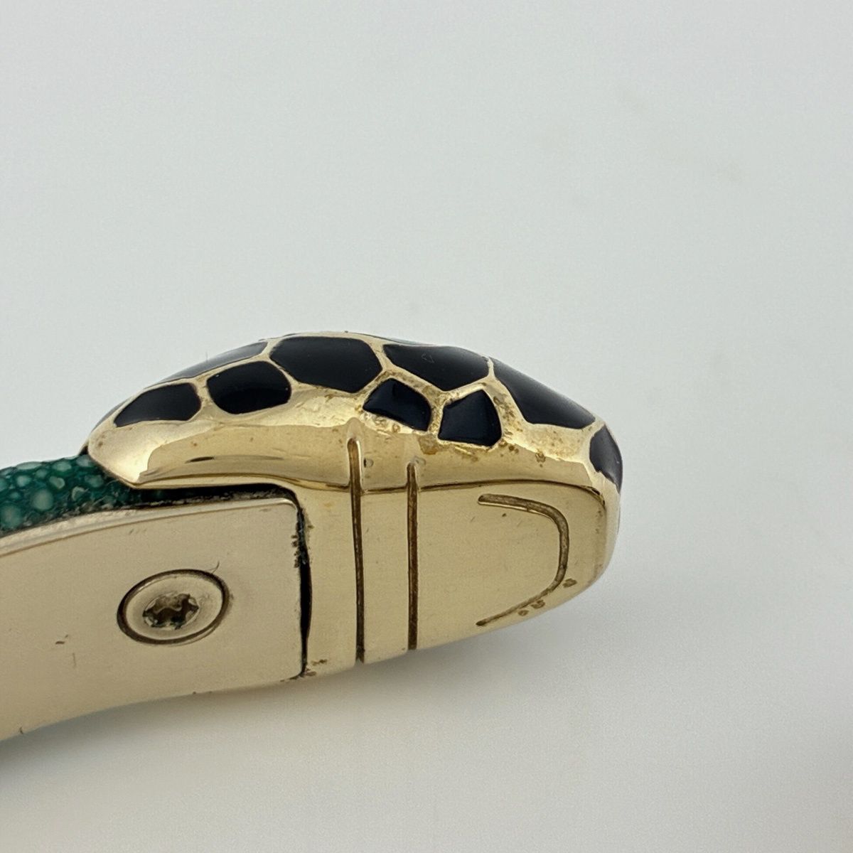Bvlgari Serpenti Forever Leather Bracelet Bangle Garusha Gold Green — view 5