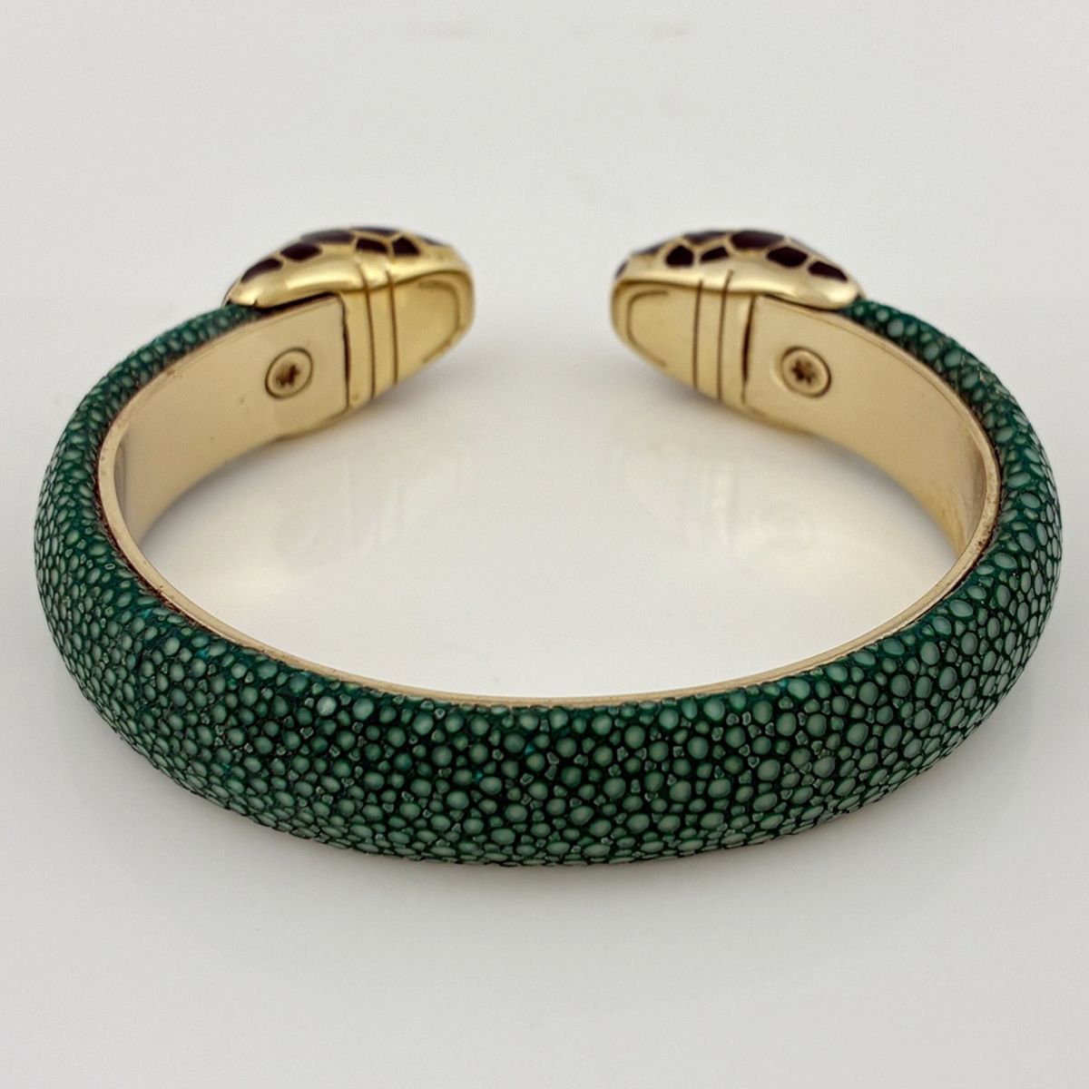 Bvlgari Serpenti Forever Leather Bracelet Bangle Garusha Gold Green — view 4